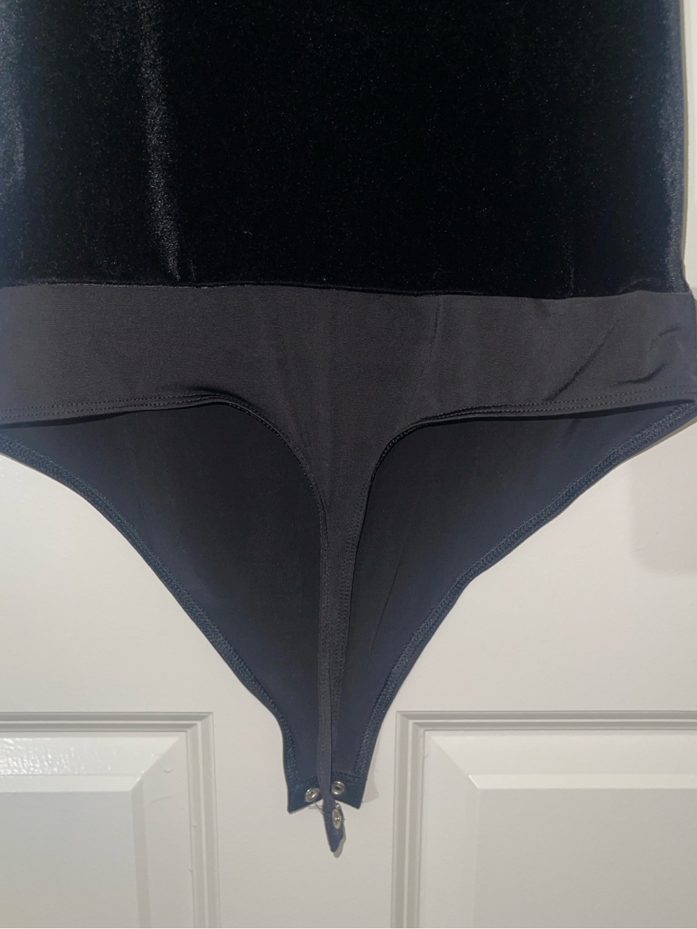 Black Stretch Bodysuit with Snap Closure